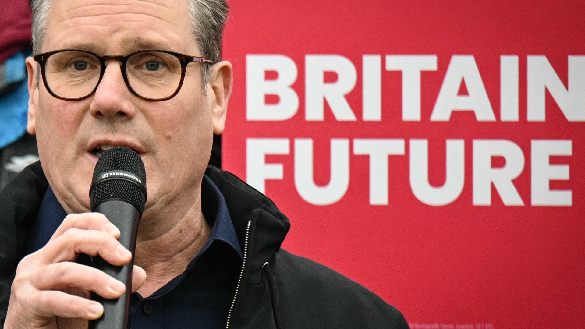 Britain's main opposition Labour Party leader Keir Starmer delivers a speech following the results of the by-elections in Blackpool, north-west England, on 3 May, 2024 (AFP)